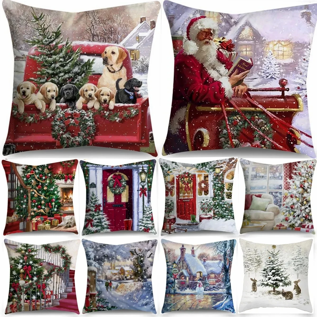 

45cm Christmas Pillowcase Cushion Cover Christmas Decorations for Home 2023 Christmas Ornament Gift Happy New Year 2024