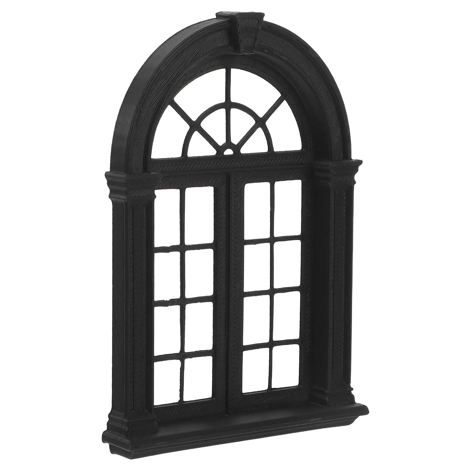 

Miniature Dollhouse Window Frames Arched Gothic Style Grid Pane Black DIY Accessories Shadow Box Decor Renovation Parts