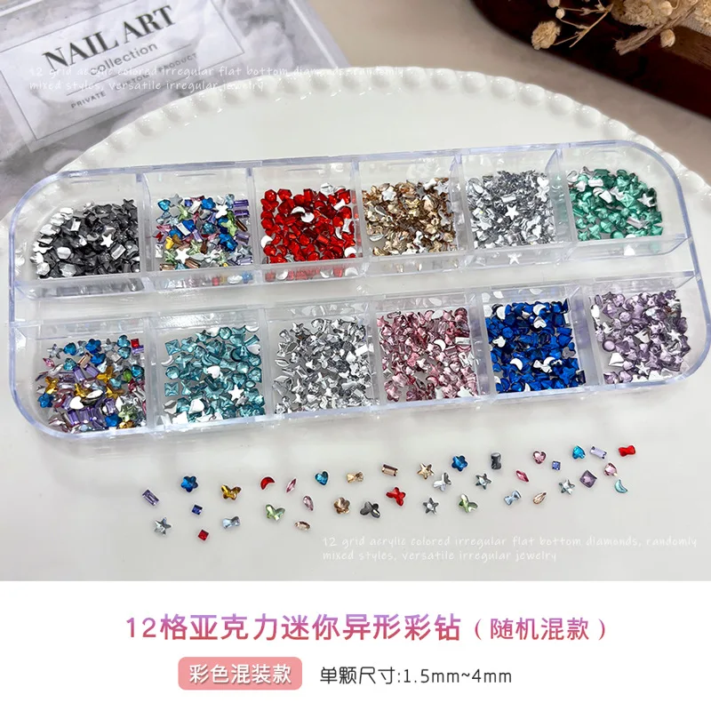 Mini Colourful Mixed Rhinestones Shiny Irregular Flat Bottom Zircon Brilliant Rhombus DIY Nail Art Decorations Tool Accessories