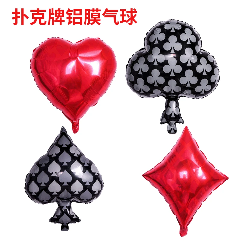 1pc Casino Party Decor Dice Balloon Playing Cards Balloons Spades Heart Shaped Casino Balloon for Poker Las Vegas Night Party