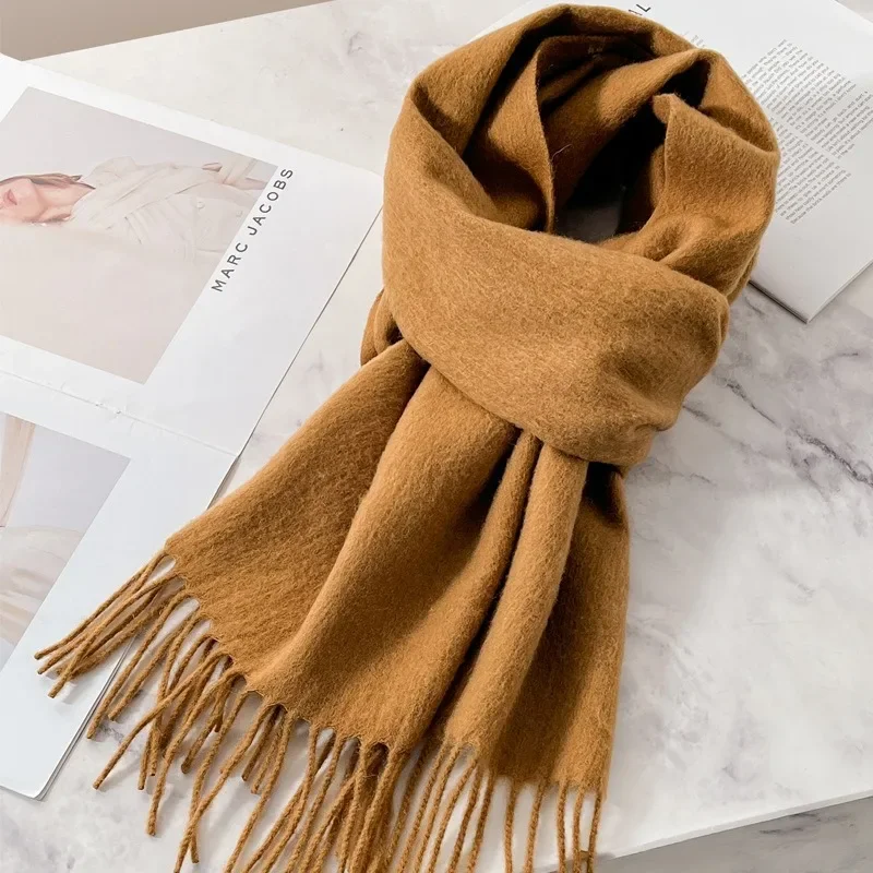 

Winter Luxury Tassel Scarf for Women Outdoor Windproof Thickened and Warm Cashmere Wrapped Scarf Couple Christmas Gift