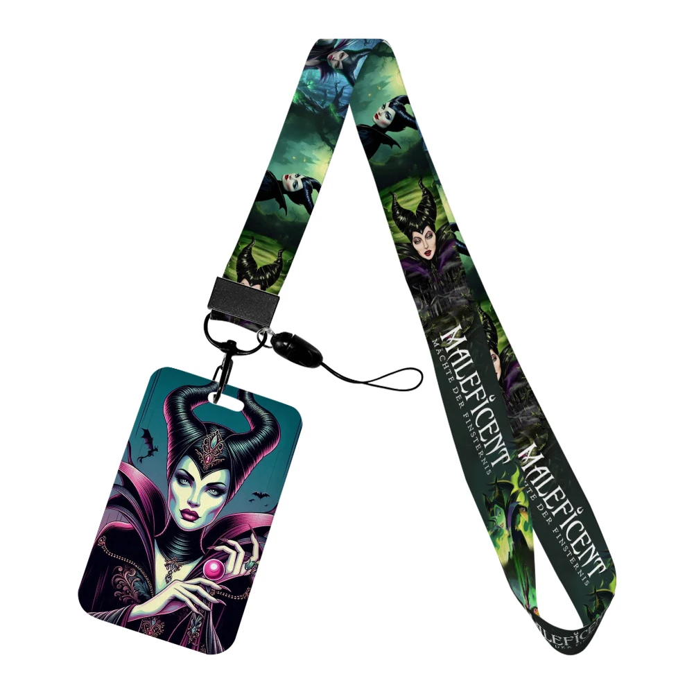 مجموعة حبل حامل بطاقات Evil Queen Disney Villains مع سلسلة مفاتيح لملحقات تمرير شارة معرف العمل