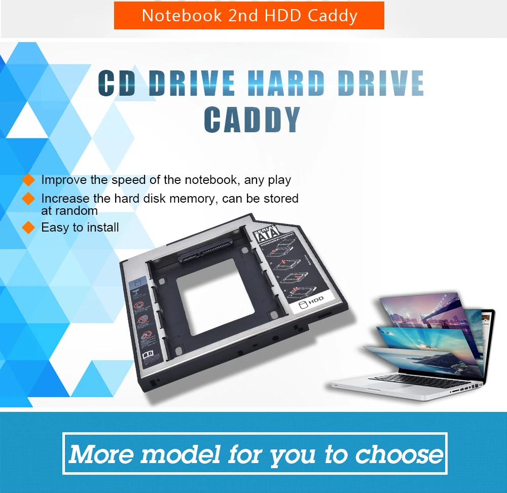 Full Aluminum Hard Disk Tray For 12.7/9.5 Inch Laptop Mechanical Sata3 Ssd Solid State Drive Drive Support Bracket Hdd Caddy