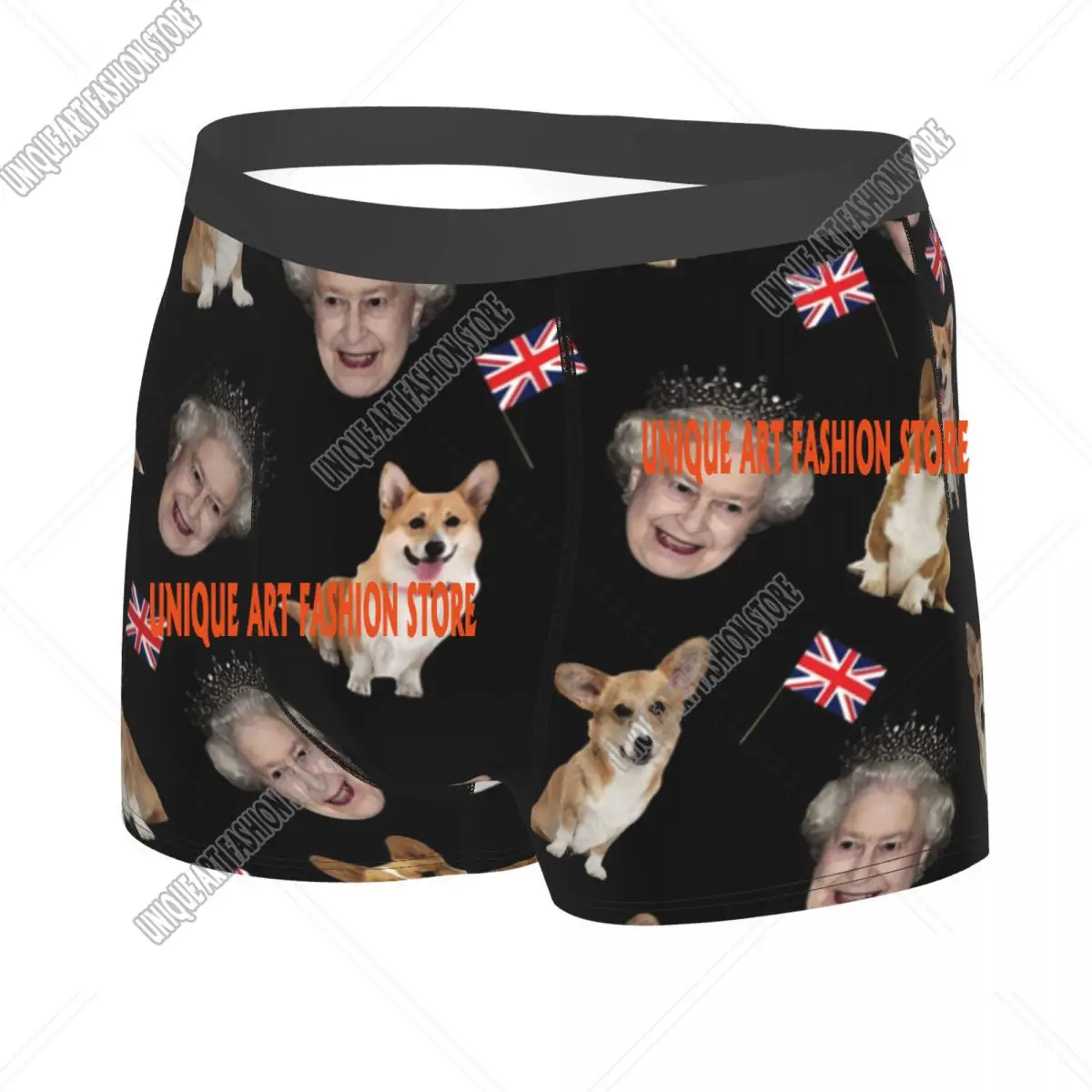 Queen Elizabeth And Corgis Pattern Boxer Shorts For Homme 3D Printed Male Underwear Panties Briefs Breathbale Underpants