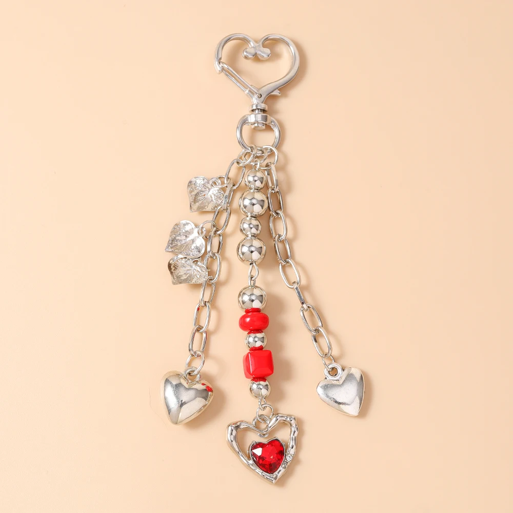 Aihua Fashion Kristall Rotes Herz Schlüsselanhänger für Frauen und Mädchen, Schlüsselring, Handtaschenanhänger, DIY Taschencharms, Schlüsselanhänger Geschenke – Detail 8