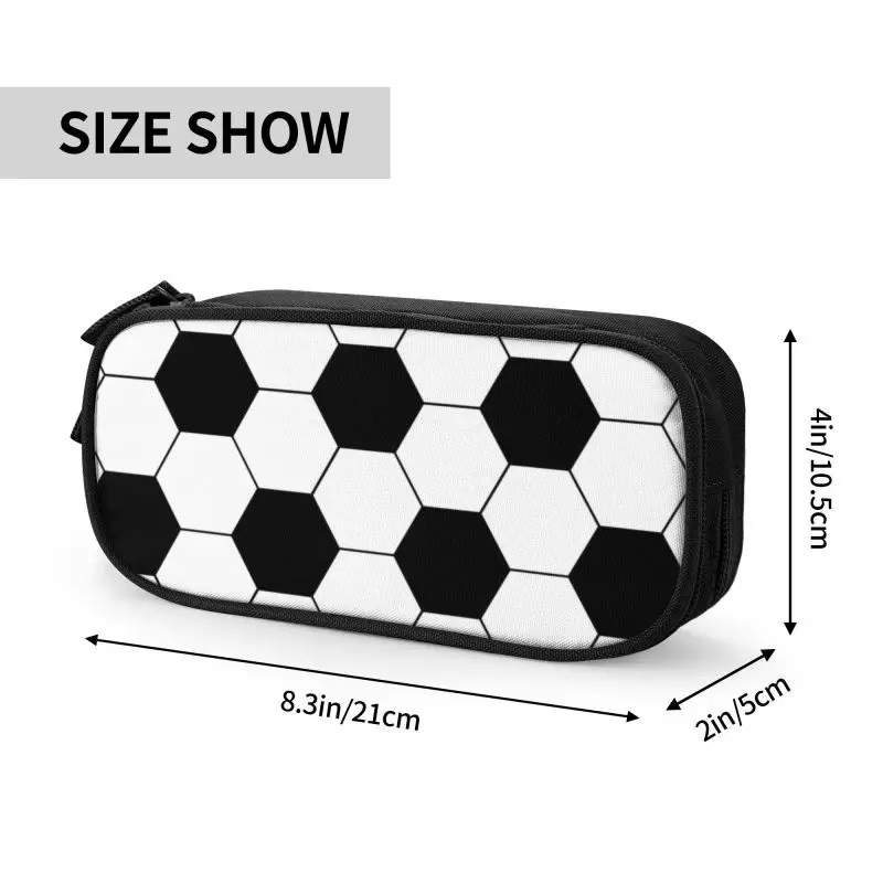 Cute Football Pattern Hexagonal Pencil Case for Girl Boy Large Capacity Soccer Ball Pencil Pouch Stationery