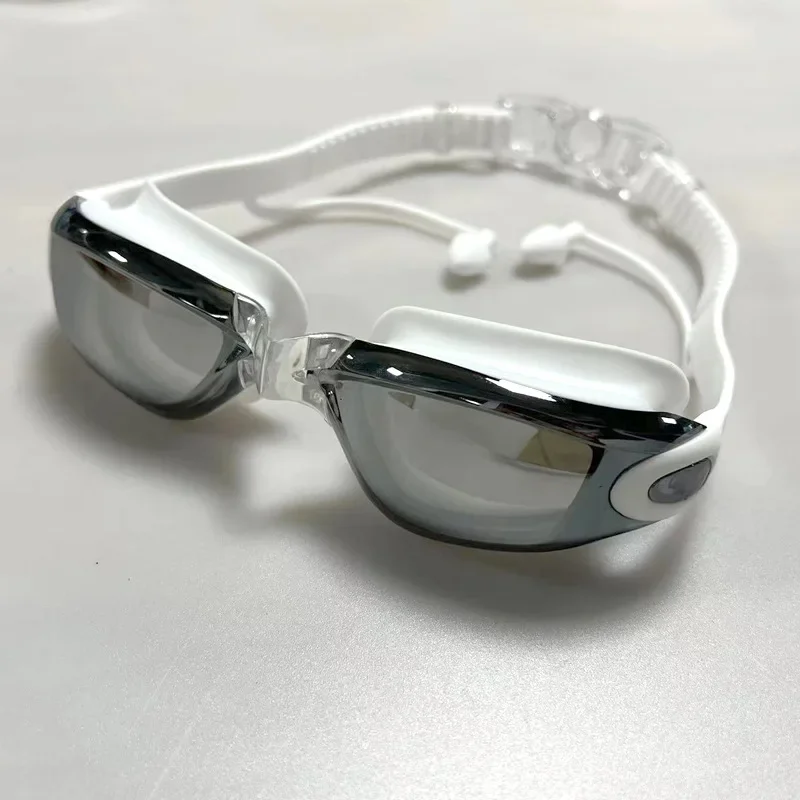 Flat myopia swimming glasses with degree electroplated swimming goggles waterproof and anti-fog high definition adult silicone
