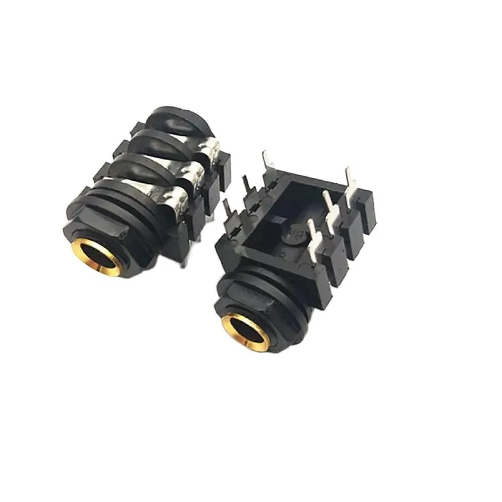 10PCS 6Pin 6.35mm Microphone Female Stereo Audio Socket Jack Connector Gold-plated Copper Direct Plug Dual-channel Female Socket