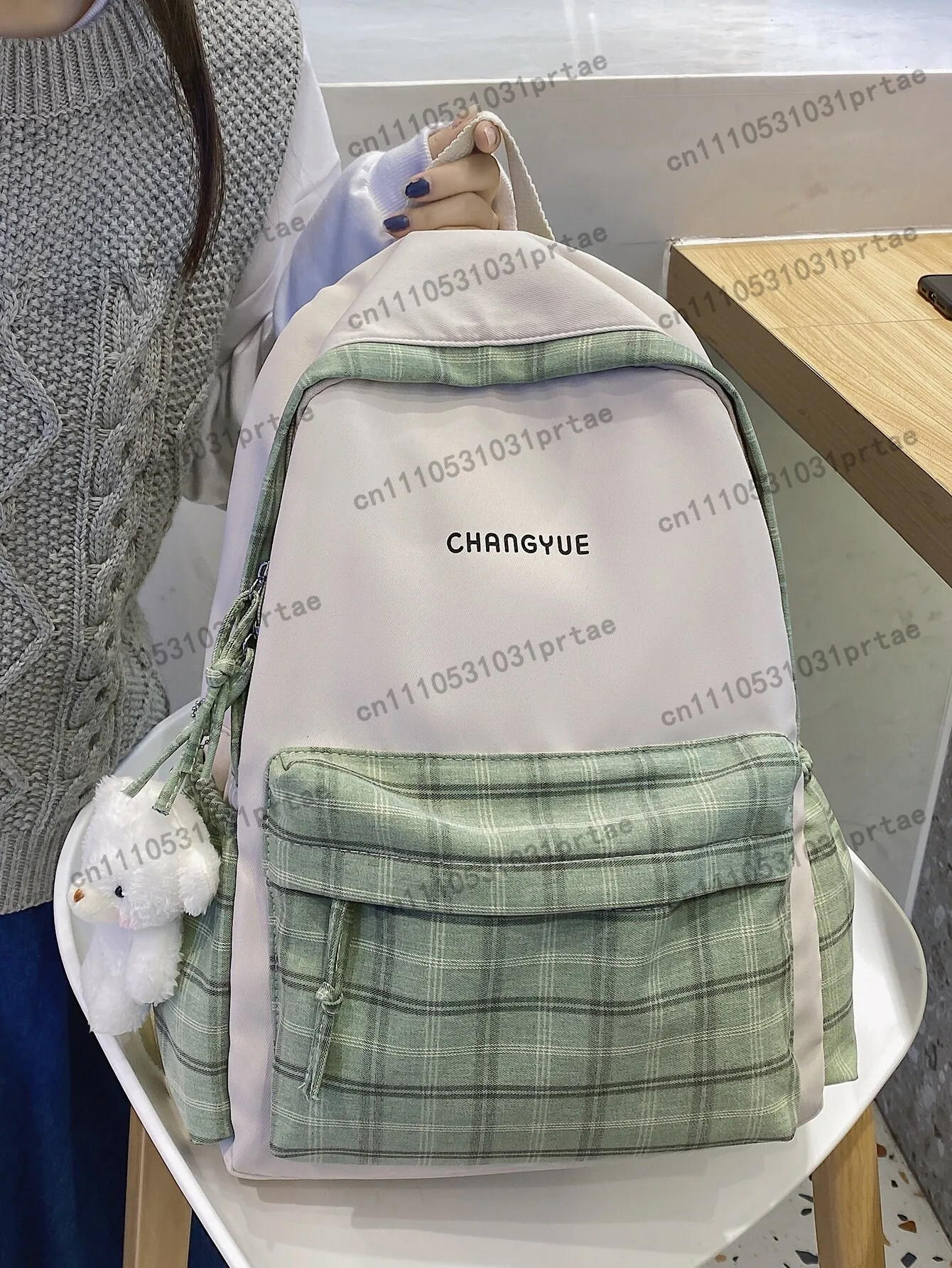 Waterproof,Lightweight Plaid Graphic Doll Decor Backpack School Bag For Graduate, Teen Girls, Freshman, Sophomore, Junior & Seni