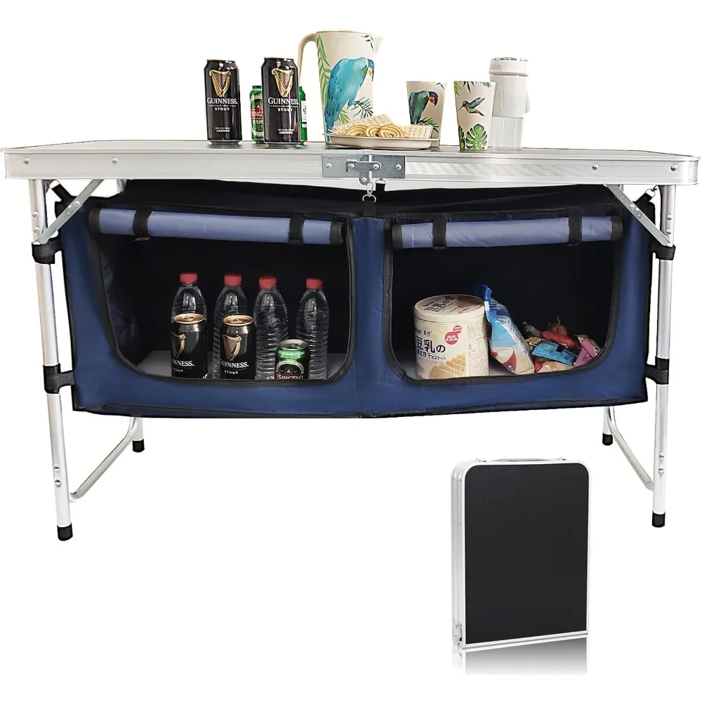 

Camping Folding Aluminum Table with Adjustable Legs for Outdoor Travel Beach, Backyards, BBQ, Party and Picnic Foldable Table