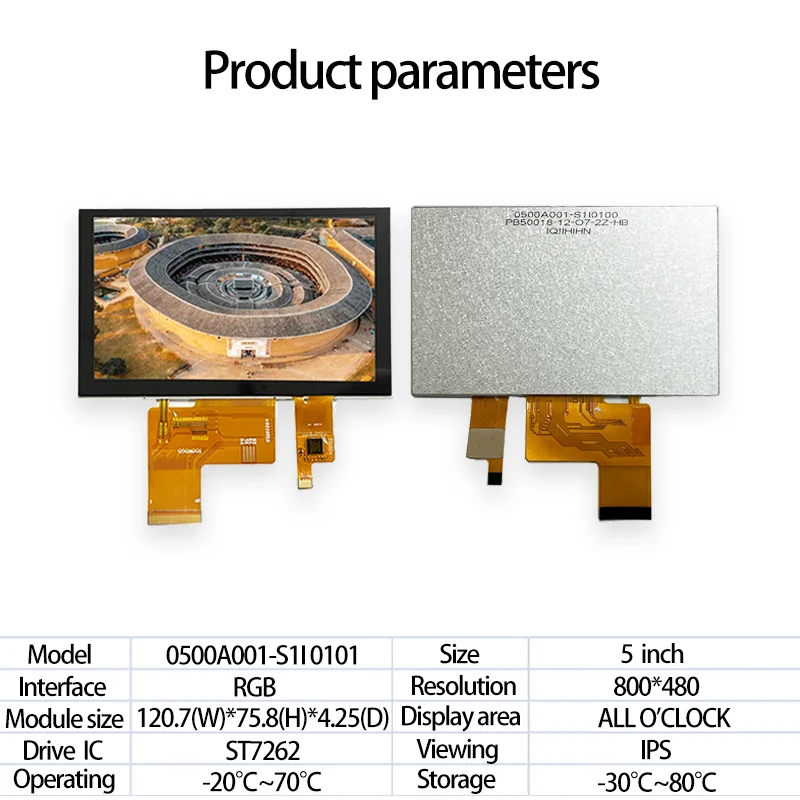 Módulo LCD de 5 pulgadas, pantalla IPS de 800x480, vista completa, interfaz RGB, GT911, CTP, táctil capacitivo, envío gratis