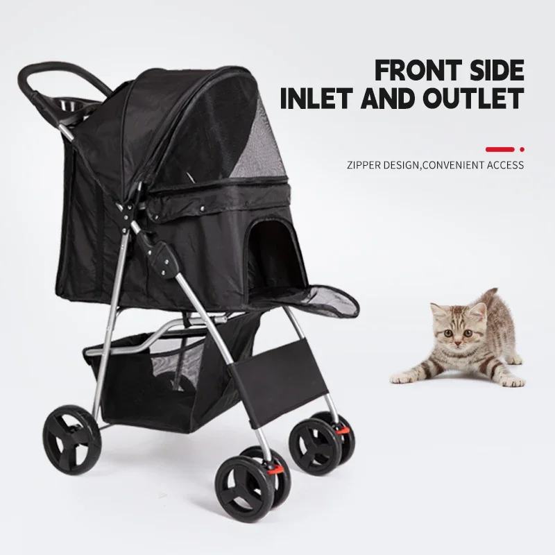 Pet Stroller,4-wheel Pet Stroller Hot Selling Separate Pet Trolley Easy Folding Large Cross-border Dog Pram