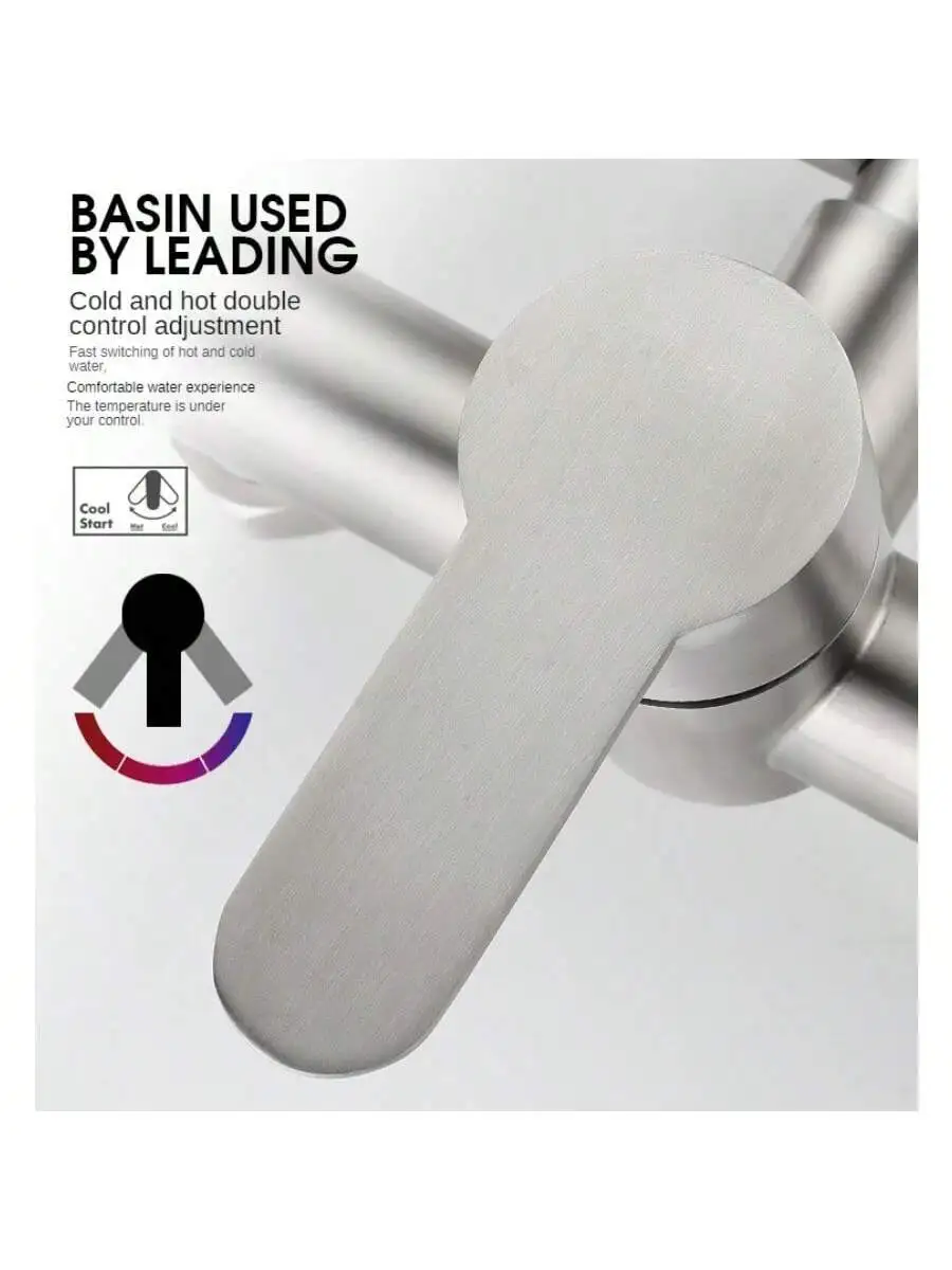 Stainless Steel Wall Mounted Kitchen Faucet Bathroom 360° Swivel Spout Hot Cold Mixer High Pressure Sink Tap Kitchen Accessories
