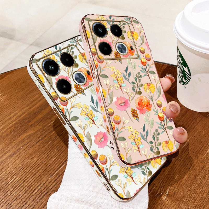 Note 40 Fresh Flowers Luxury Plating Phone Case For Infinix Note 11 11Pro 30Pro 40Pro 40 30 12Pro 10 12 30VIP Hot 12 20 30 Cover