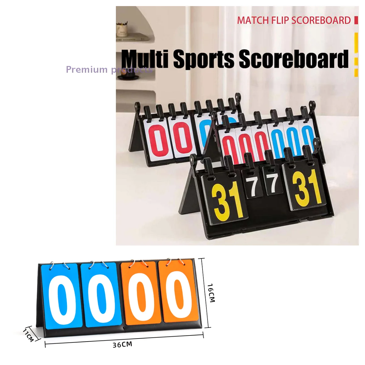 1 PC Draagbare Multi Sport Scorebord Tafel Flip Scorebord Professionele ABS Badminton Voetbal Volleybal Competities 4 Cijfers