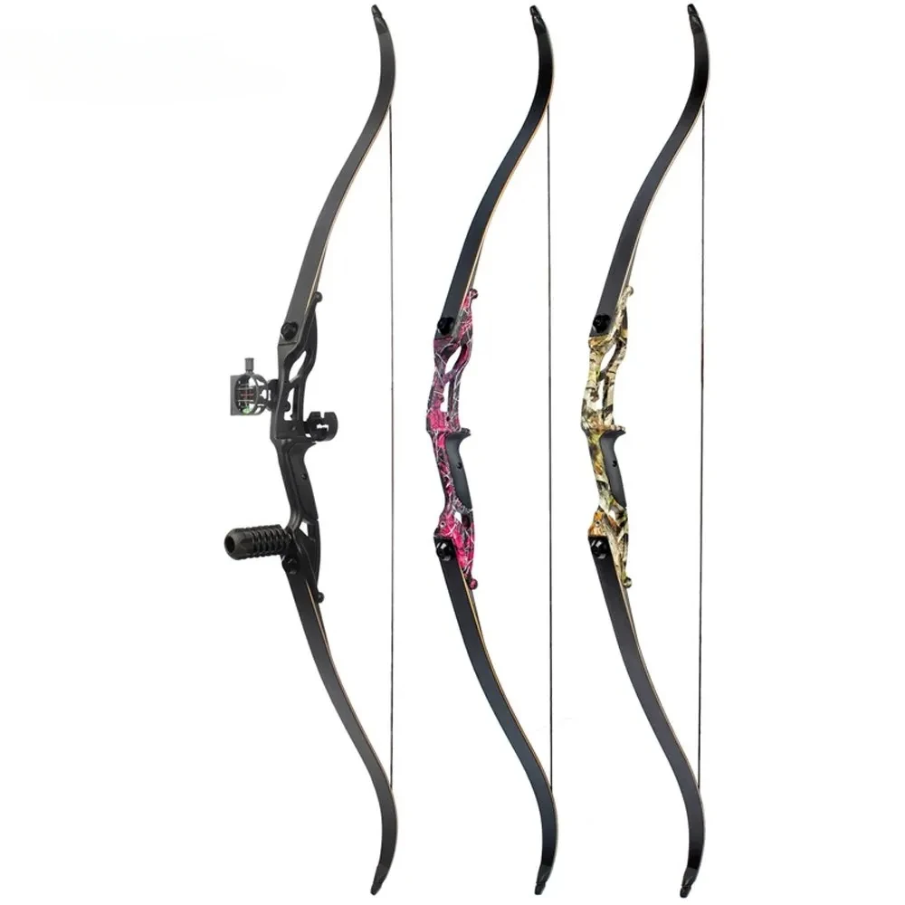 179 56Inch 30-50lbs Recurve Bow American Hunting Bow Archery 17 inche Metal Riser Tranditional Long Bow Hunting