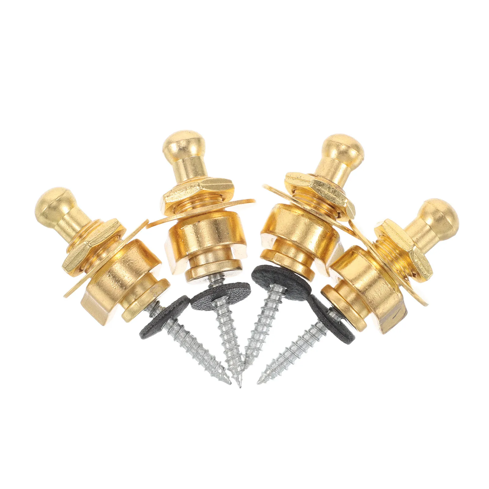 

4 Pcs Guitar Strap Lock Anti-skid Buttons Ballad Assembly Adapters Metal Bass Acoustic