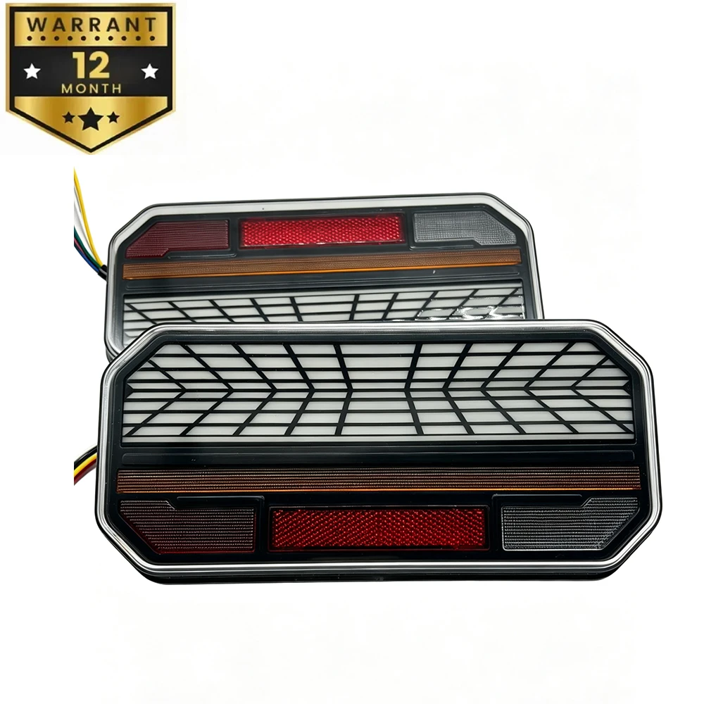 

2Pcs 12V 24V LED Rear Tail Light Turn Signal Brake Reverse Dynamic Flowing Lamp Waterproof Trailer Truck Tractor Reflector