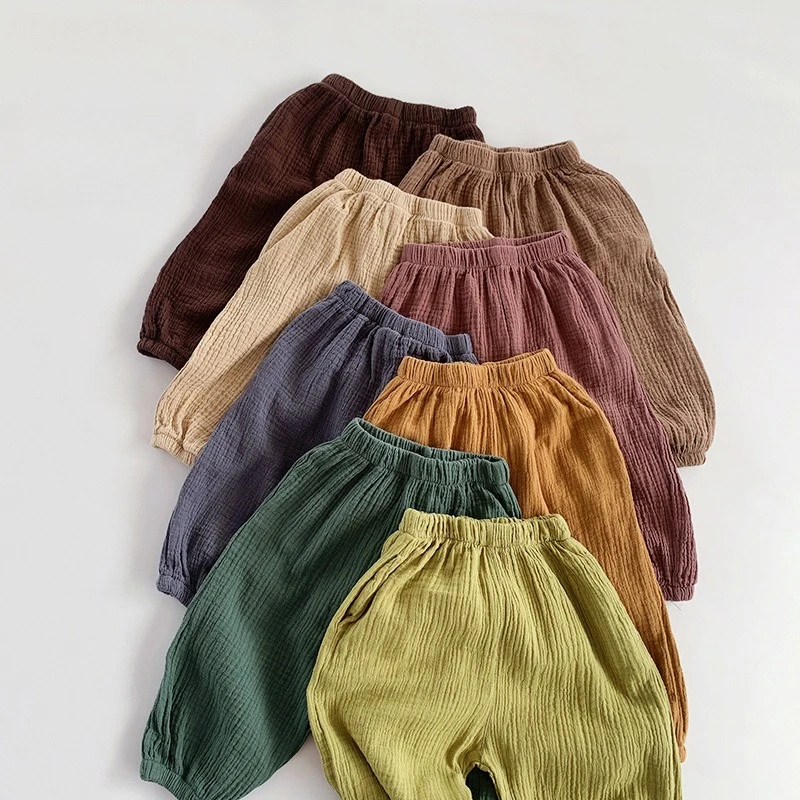 

2025 Boys' and Girls' Summer Pants Korean Edition Fashionable Western Style Pure Cotton Mosquito Control Casual Retro