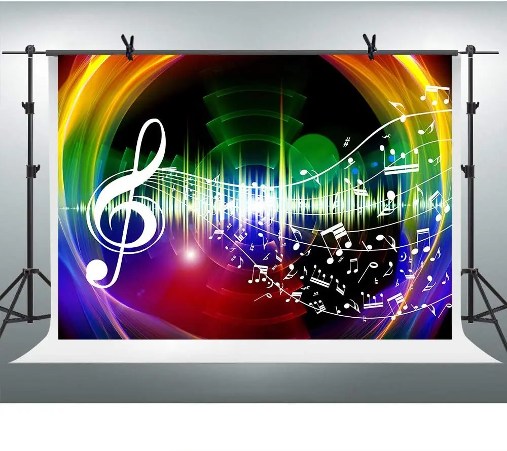 

Rainbow Music Photography Backdrop Music Notation Background Theme Party Wallpaper Photo Booth Props