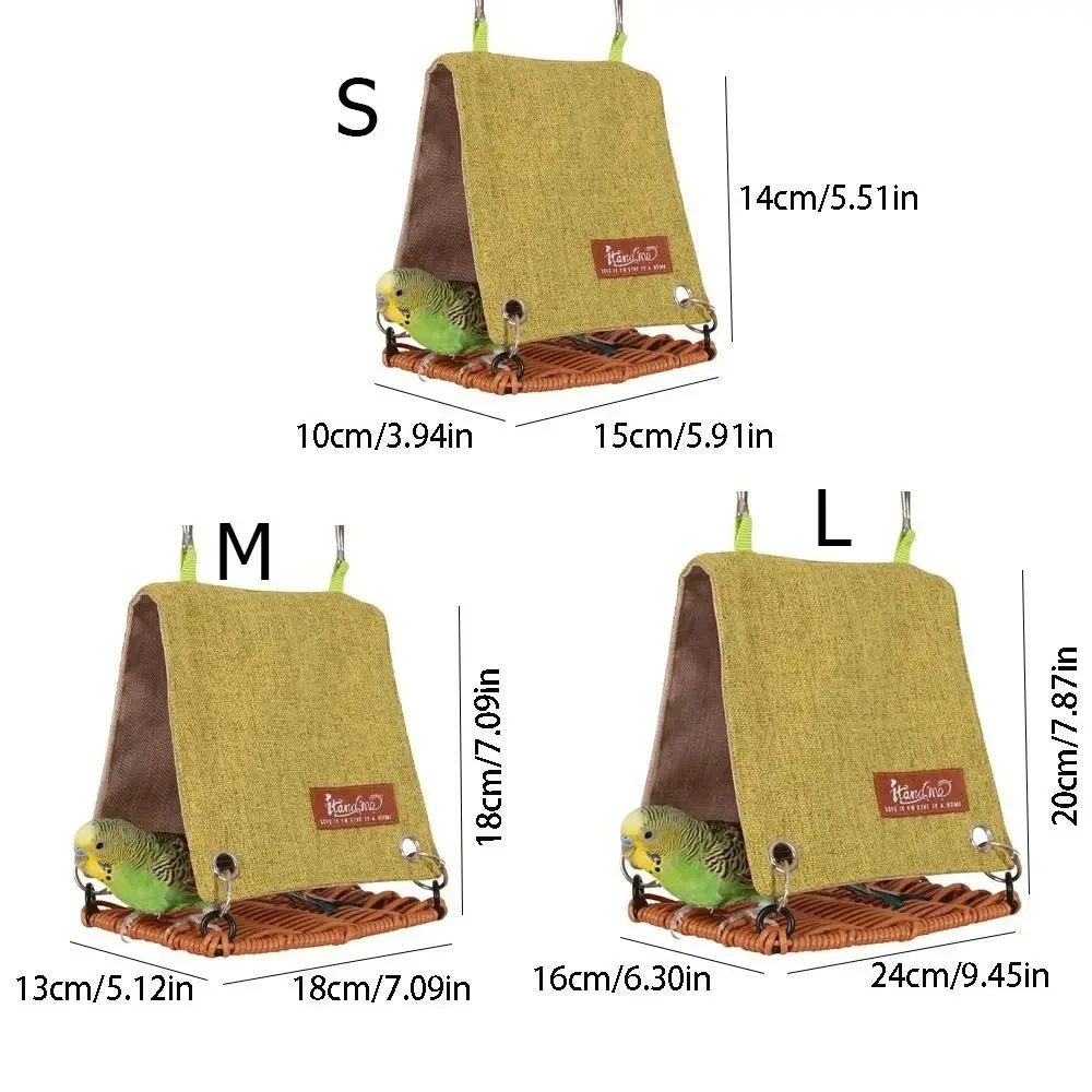 Bird Cage Accessories Hanging Bird Nest Cooling Weaving Bird House with Hooks Parrot Swing Hammock Summer