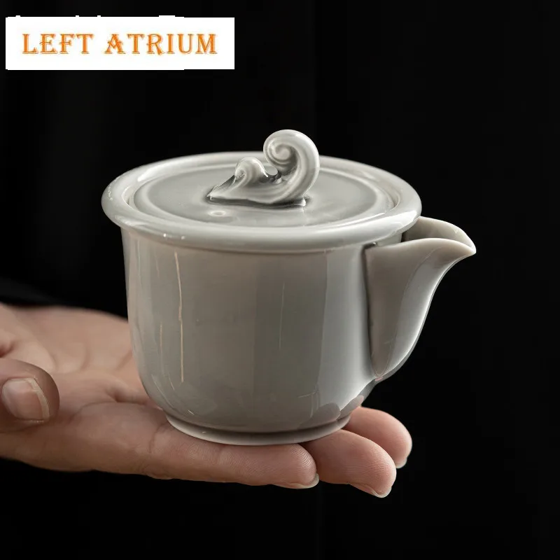 

150ml Ice Gray Glaze Ceramic Gaiwan Japanese Hand Grasp Teapot Kung Fu Pu'er Tea Maker Tea Tureen Master Teapot Kettle Tea Gifts