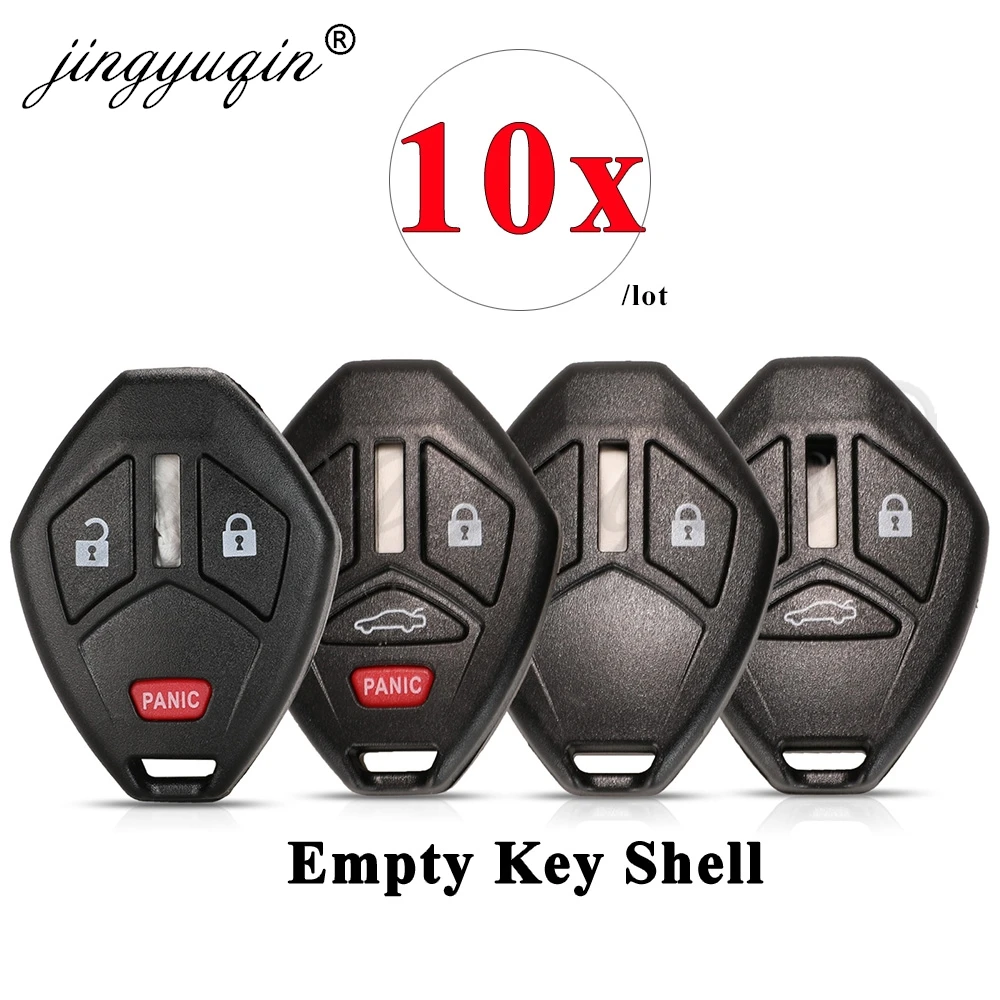 jingyuqin 10pcs Remote Car Key Shell For Mitsubishi Lancer Outlander Endeavor Galant 2/3/4 Buttons No Blade Fob Case Replacement
