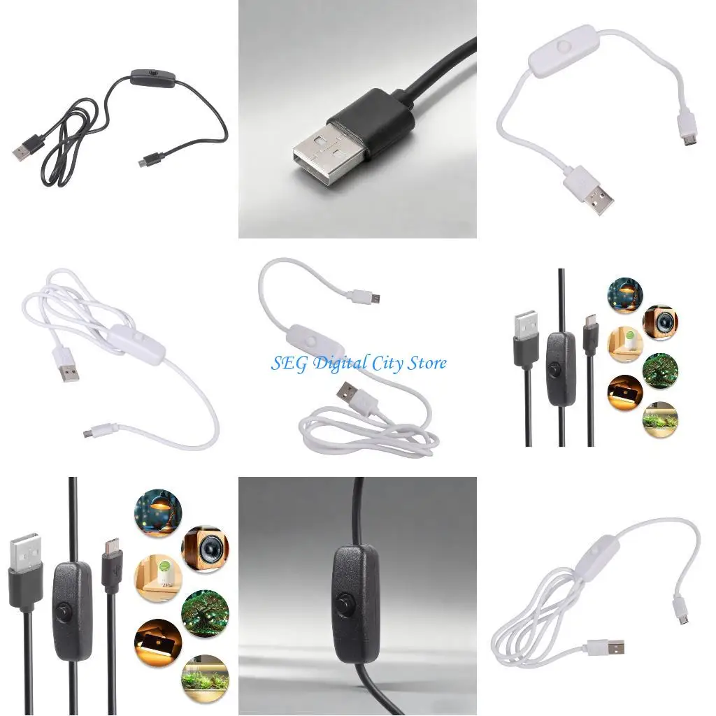 

U75B Upgrades USB to Tiny USB Charging Cable Featuring Convenient On Off Control Switches Flexible Cable for Home Office Use