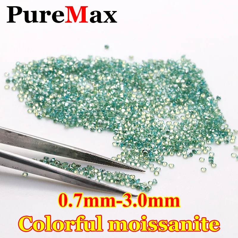 [Big Factory] Full Size 0.7mm-3.0mm Natural Color Round Small Size Moissanite Loose Stone VVS1 Excellent Cut Colorful Moissanite