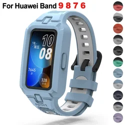 Silicone Case+Strap for Huawei Band 9 8 7 6 Smart Watch Replacement Bracelet Sport Breathable Bumper Straps for Huawei Band9