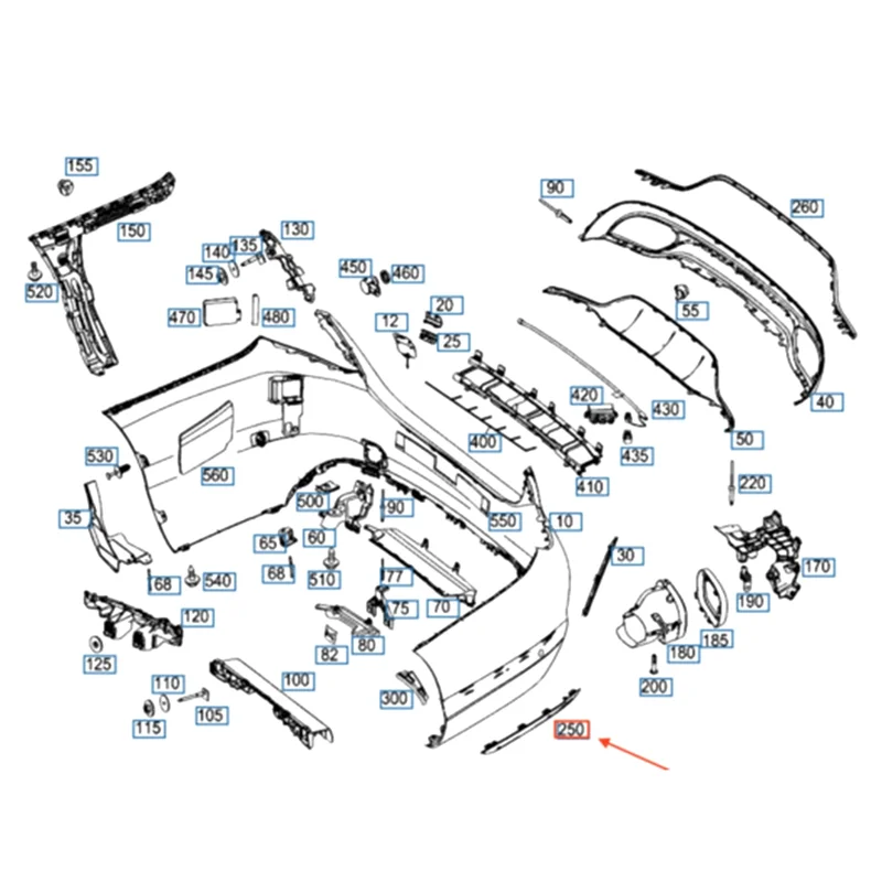 メルセデスベンツCクラスW205 C180 C200 C250 C63AMG A2058850521 A205885用MACH-リアバンパーリップスポイラークロームトリムアクセサリーパーツ