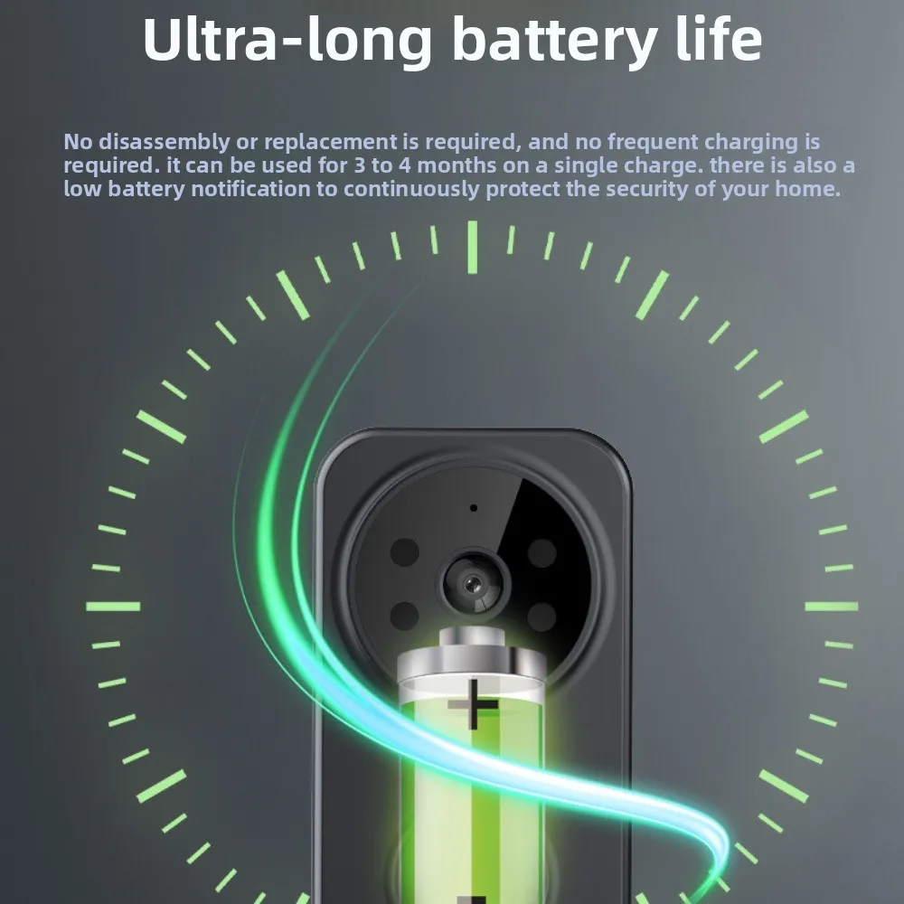 Electronic Cat Eye Wireless Smart Doorbell Night Vision Inform Ring Visual Intercom Doorbell Real Time HD Video