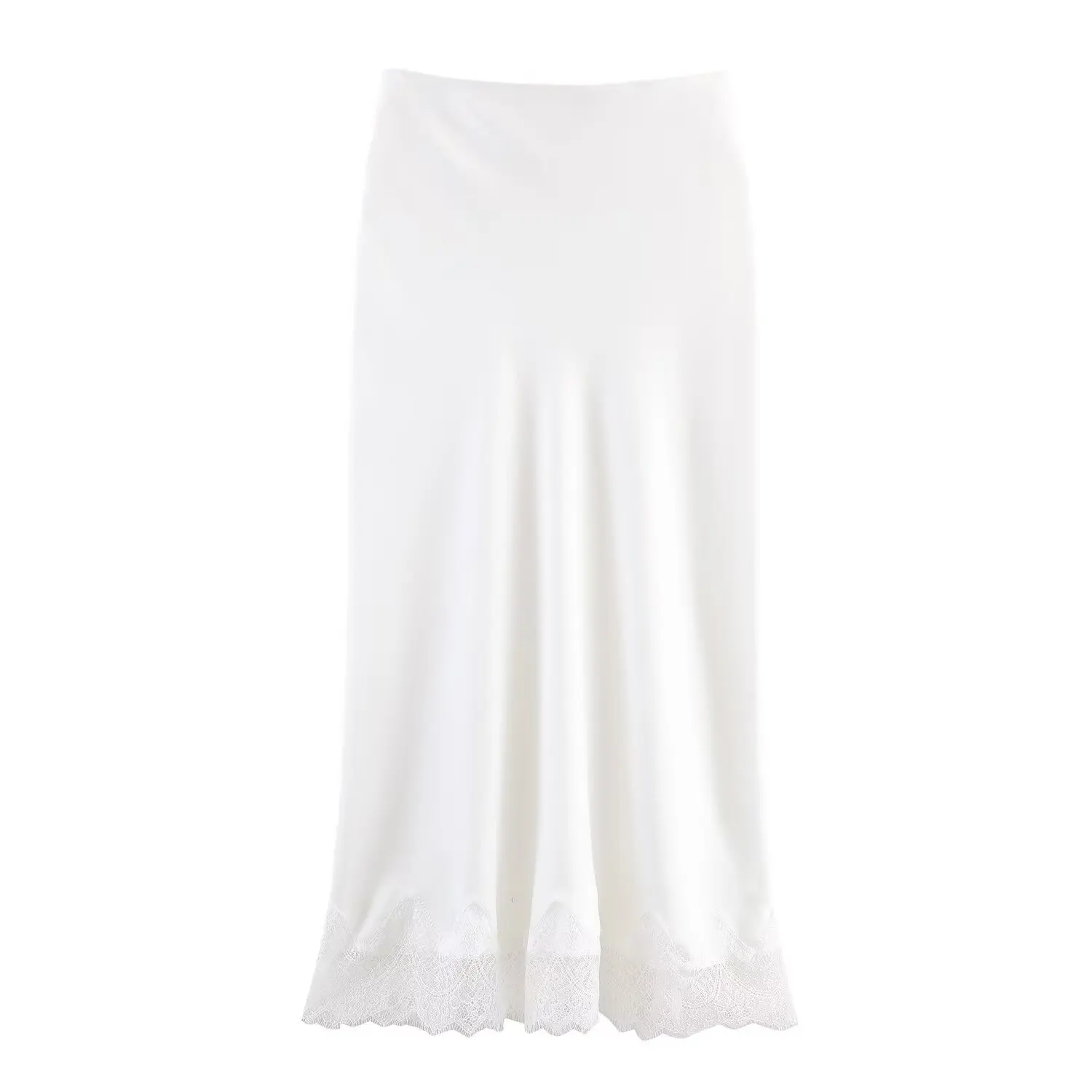 BSAY ملابس نسائية أنيقة طويلة تنحنح الدانتيل الساتان تنورة الإناث شيك مكتب أسود فرنسي عالية الخصر ميدي التنانير Mujer #3