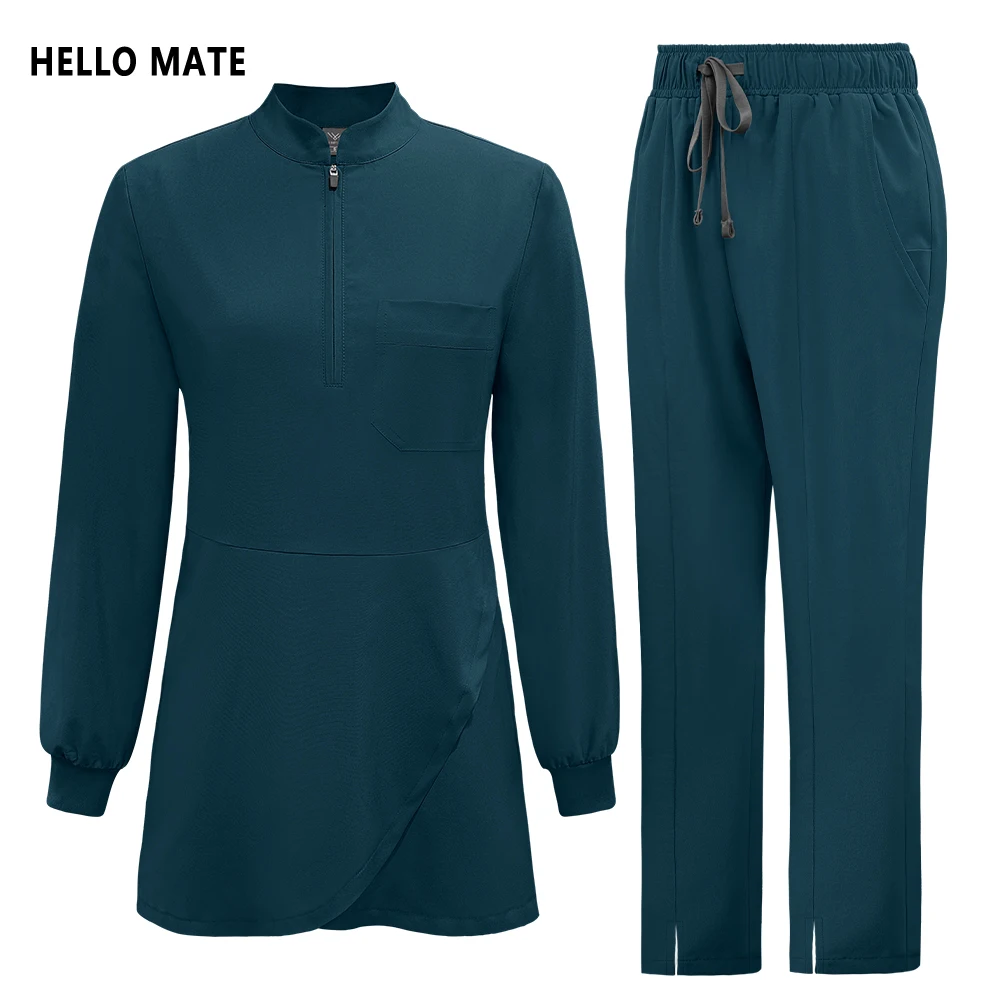 Verpleegsterskleding met lange mouwen, medische klinische werkkleding, verpleegstersbroek, dames, hoogwaardige elastische medische doktersuniformen