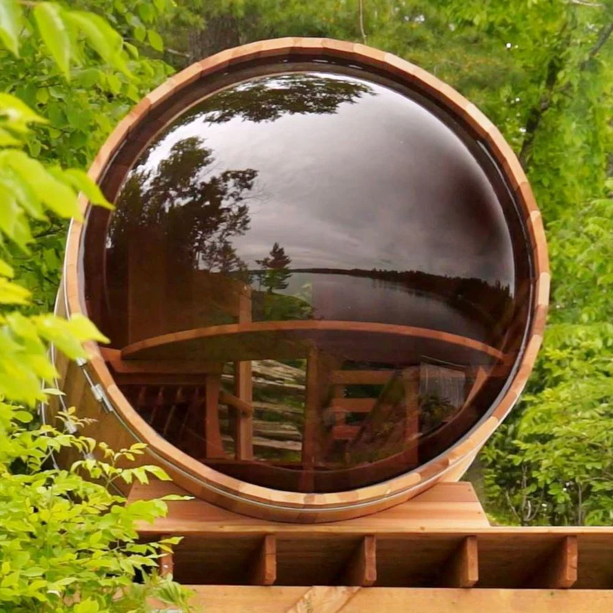 Best Seller Panoramic View Red Cedar/Hemlock Dry Steam Outdoor Barrel Sauna Rooms