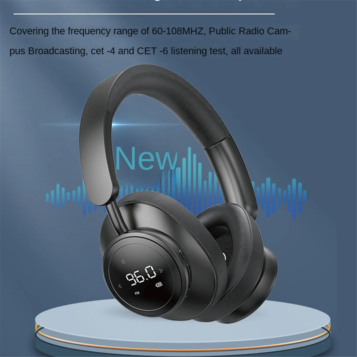 Wireless Headset Headphone with Mic Foldable over Ear Bluetooth 5.3 Earphone Support TF Card FM Radio Black