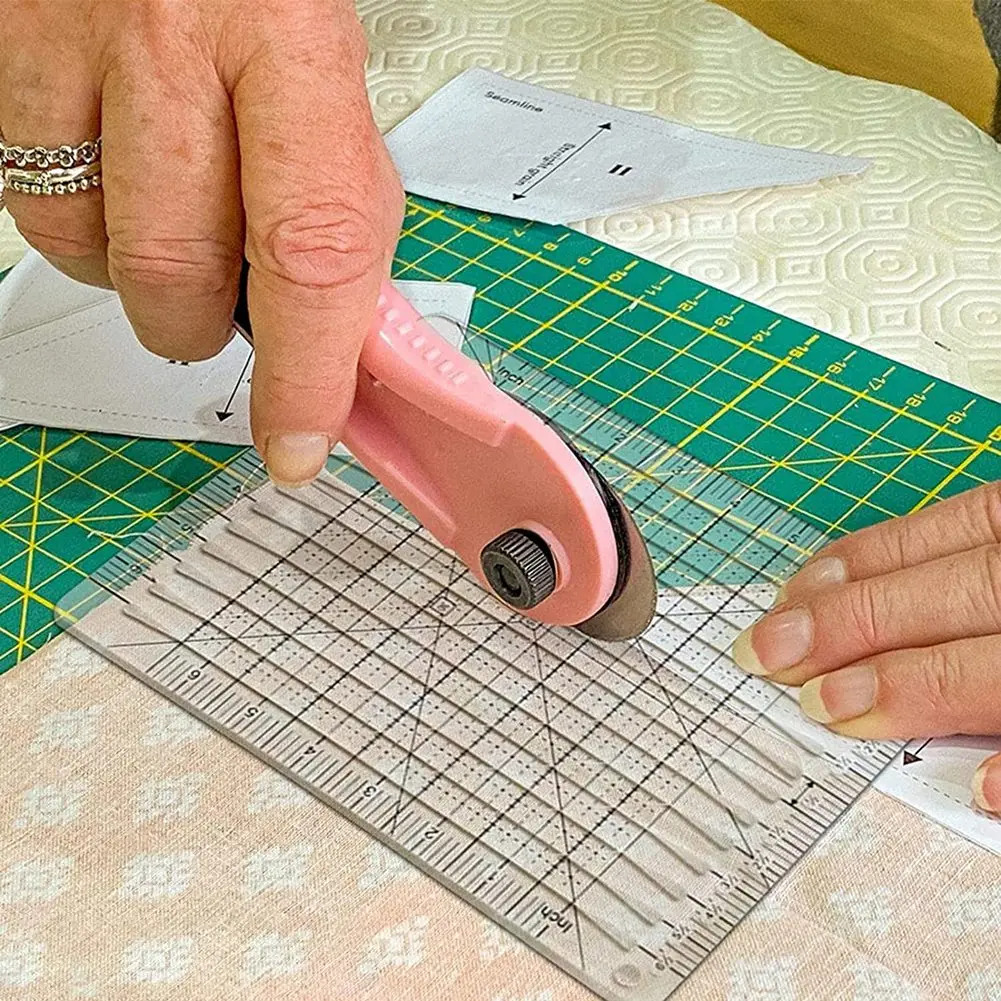 Regla de corte de tela para costura, herramientas de suministros de acolchado, cortador de tela, plantilla de retazos, bricolaje, 6 pulgadas