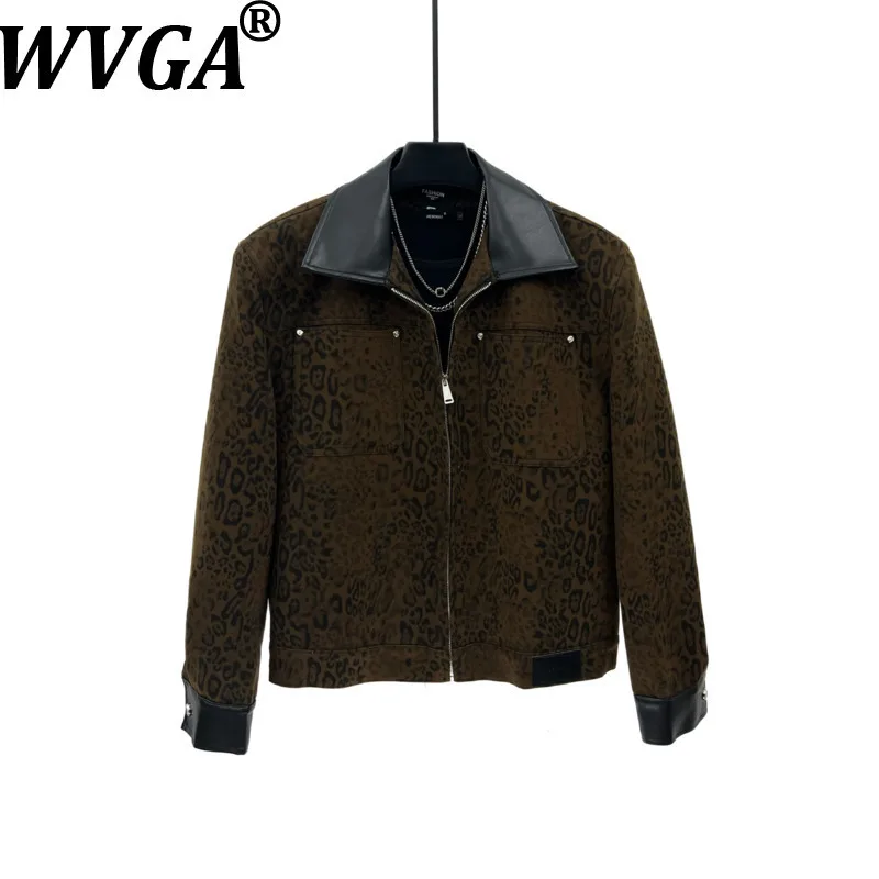 

WVGA Autumn Winter New Men Tide Patchwork Zipper Trendy Turn-Down Collarshort Jacket Niche Chic Casual Cotton-Padded Coat W15615