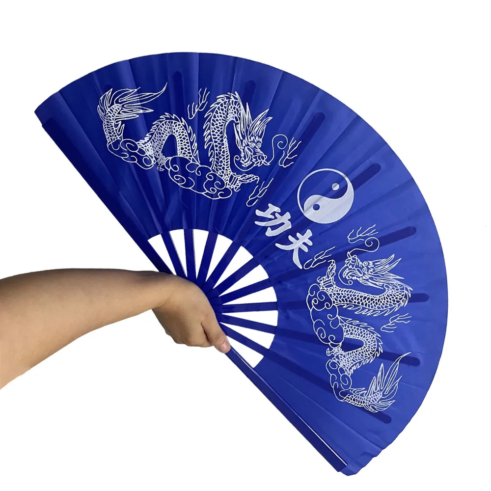 중국 일본 쿵푸 드래곤 플라스틱 접는 팬 파티 성능 팬을위한 큰 손