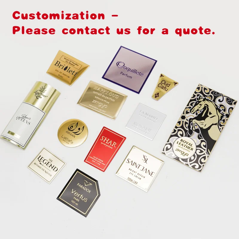 

На заказ. Заводская горячая распродажа на заказ, высокое качество, роскошные блестящие металлические наклейки, банки для свечей, флаконы для духов, изогнутая этикетка