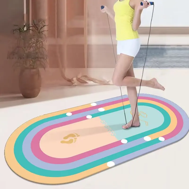 Colorful Soft Skip Rope Mat Large Non-slip Indoor Room Fitness Sports Shock Absorption Skip Rope Mat Yoga Carpet Tatami Area Rug