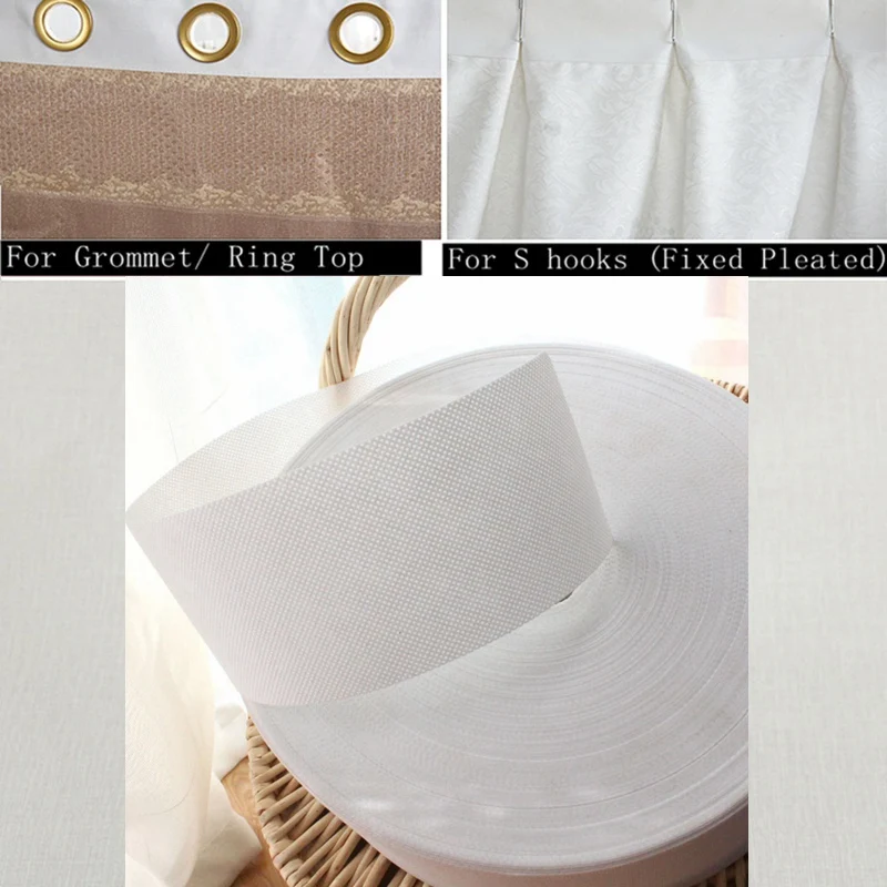 Pull Pleated Tape 10 Meters Curtains Accessories Heading Grommet Top Ring Tape Eyelets Pencil Pleat Hook Tape Curtains Cover