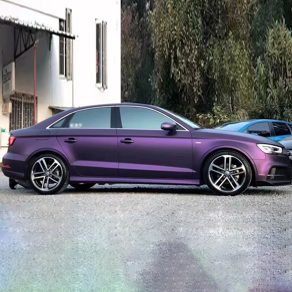 Premium PET Auto Vinyl Car Wrap Flat Magic Purple Stretchable Removable Easy Install Air Release System for Auto