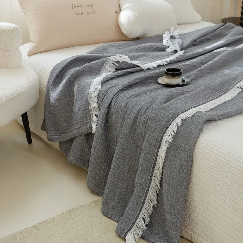 Drop Shipping Knitted Blanket With Tassel Throw Thread on the Bed Sofa Plaids Travel Multifunction Nap Blankets Soft Bedspread