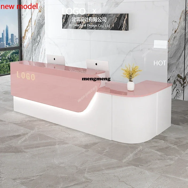 

H132 Storage Luxury Reception Desk Senior Custom Beauty Decorations Reception Counter Style Usa Receptie Balie Office Furniture