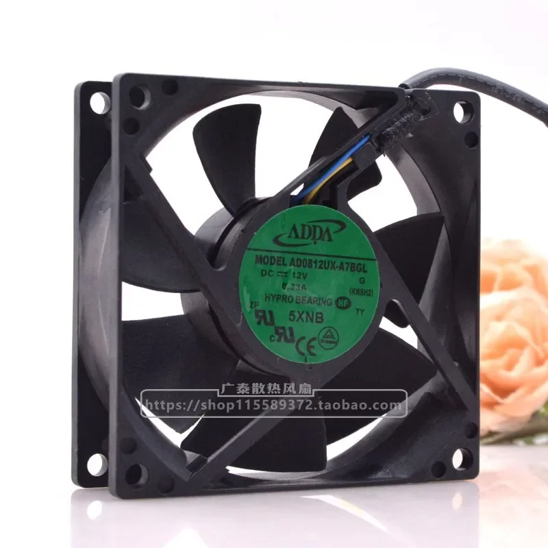 for ADDA Xiexi AD0812UX-A7BGL 8025 12V 0.33A 4-Wire PWM Chassis Cooling Fan 8CM