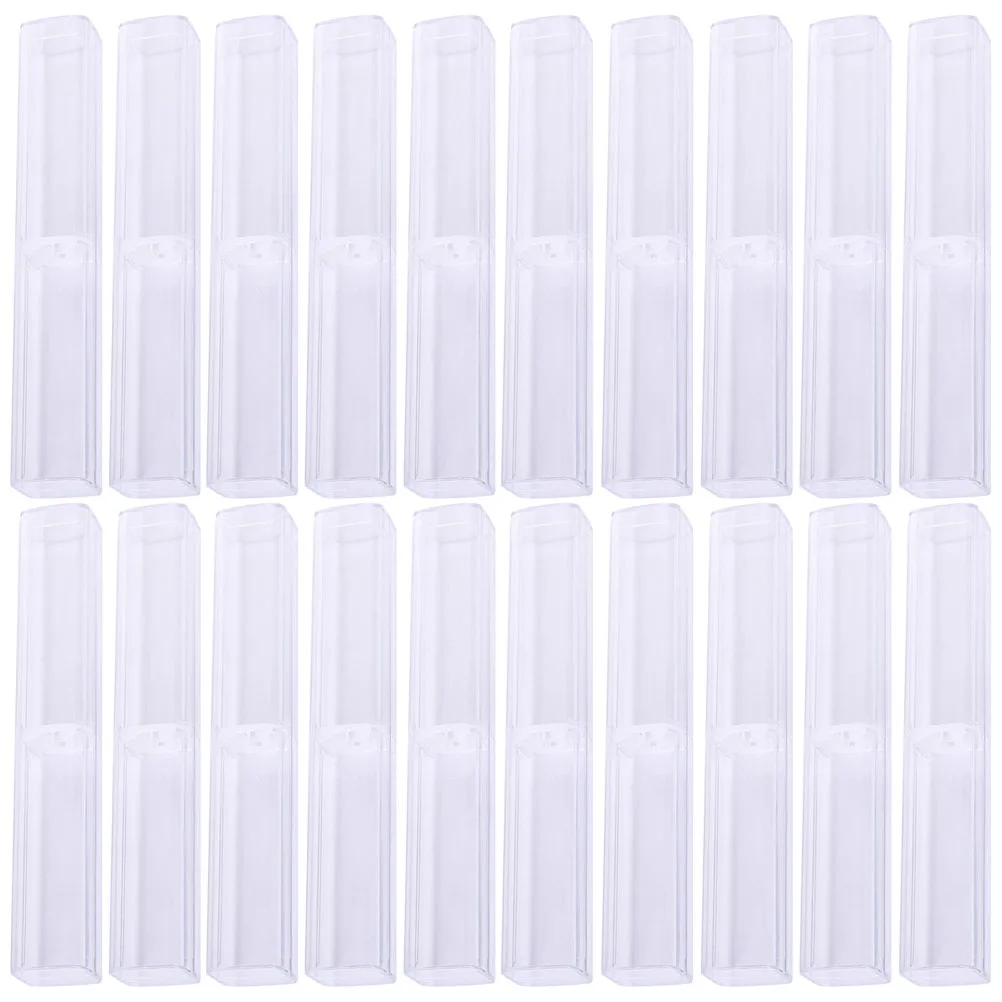 20pcs Crystal Pen Box Clear Display Holders Desk Container Packaging Box Storage Case Tube Ballpoint Boxes Gift