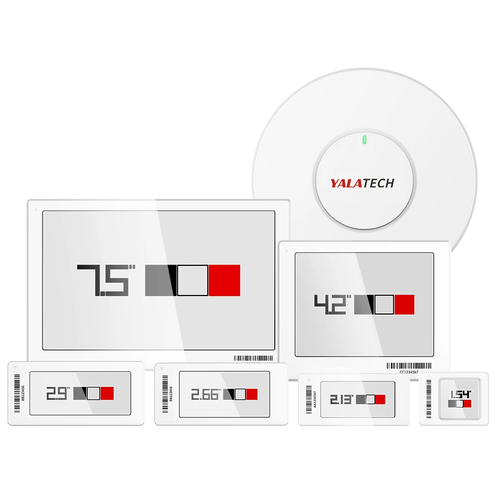 YalaTech-Kit de demostración de 6 piezas, pantalla de tinta electrónica inalámbrica para supermercado, etiqueta de estante electrónico al por menor, soporte ESL, API de acoplamiento y MQTT