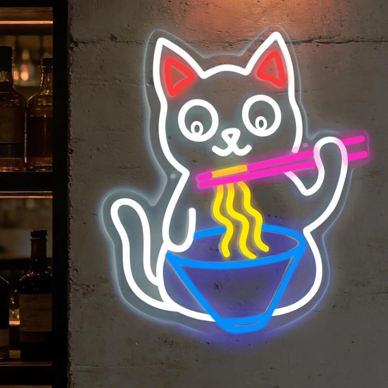 

Fortune Cat Ramen Neon Sign USB LED Neon Light for Restaurant Bar Party Bedroom Decoration Art Wall Light Neon Personnalisé Gift