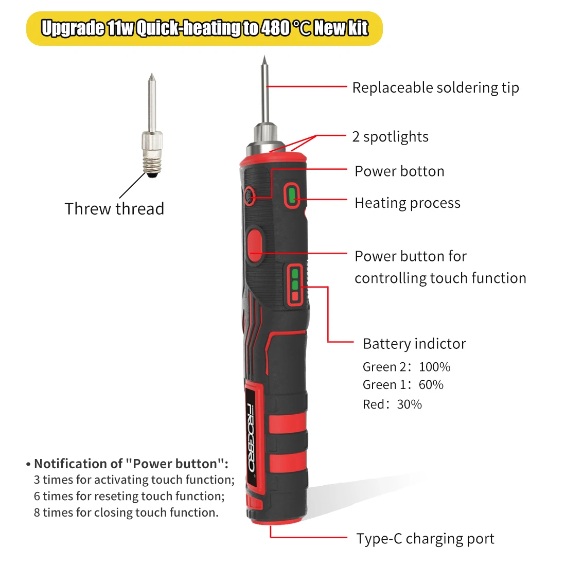 Новые модернизированные 11 Вт встроенная литиевая аккумуляторная батарея беспроводные паяльники нагревательные быстрые сварочные инструменты «сделай сам»